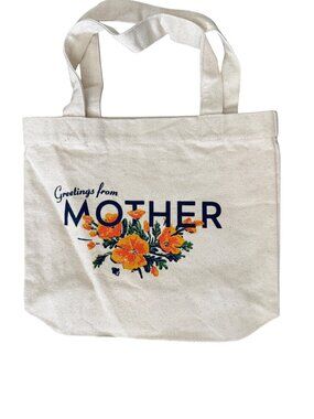 NWOT MOTHER Canvas Tote- Small- Canvas- Cream/Orange Flowers